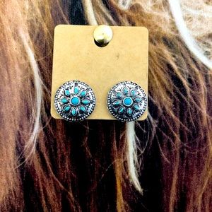 Western turquoise concho earrings